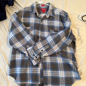 Coleman Blue and Gray Plaid Casual Button Down Shirt
